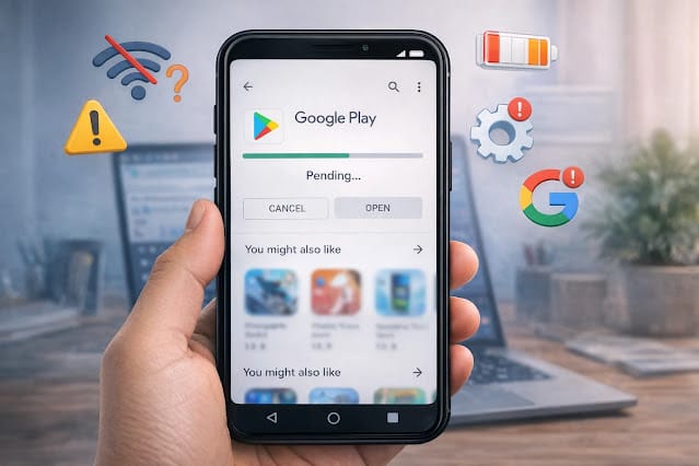 Play Store لا يحمل التطبيقات؟ حل مشكلة Pending نهائيًا (2026) 1