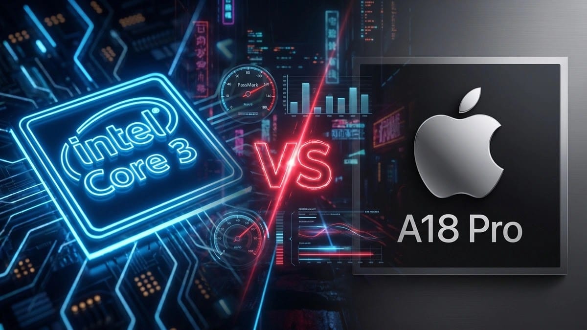 مفاجأة غير متوقعة: معالج Intel رخيص الثمن يهدد عرش أبل بشراسة! 1 مقارنة أداء معالج Intel Core 3 304 ضد معالج Apple A18 Pro على منصة PassMark - موقع Games Zone Pro