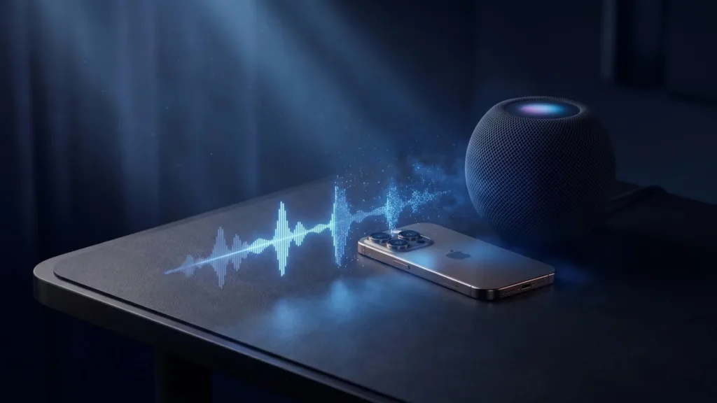 رسم توضيحي يظهر تحليل الطيف الصوتي وتقنية منع تفعيل Siri في مؤتمر آبل WWDC 2026