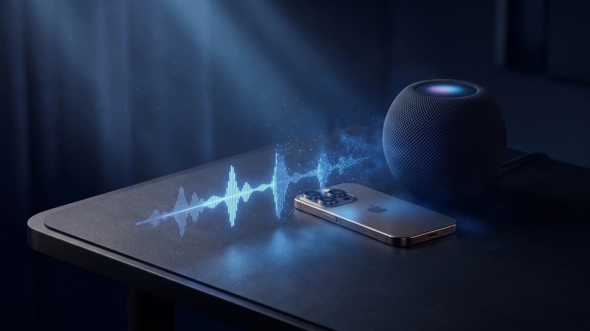 حيلة آبل لمنع تشغيل Siri تلقائياً - WWDC 2026 رسم توضيحي يظهر تحليل الطيف الصوتي وتقنية منع تفعيل Siri في مؤتمر آبل WWDC 2026