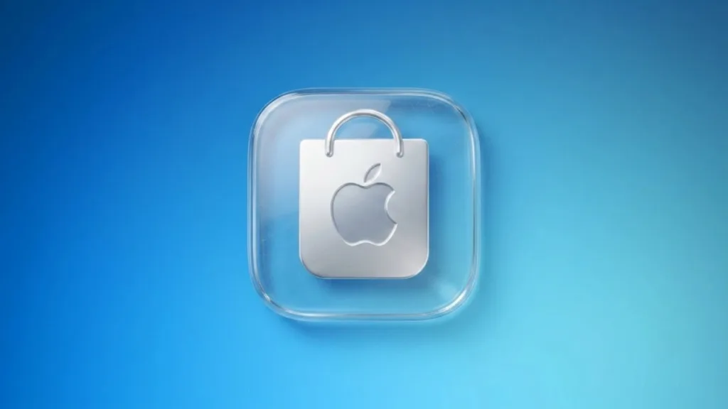 Apple Store App icon with modern glass aesthetic design