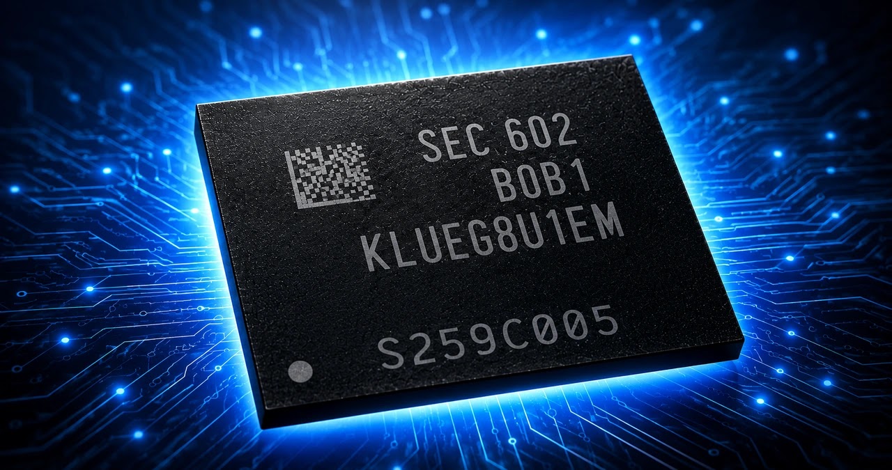 شريحة ذاكرة NAND في صورة توضيحية مرتبطة بتسريبات iPhone 18 Pro. صورة توضيحية لشريحة ذاكرة NAND مرتبطة بتسريبات حول استخدام QLC في هواتف iPhone 18 Pro.