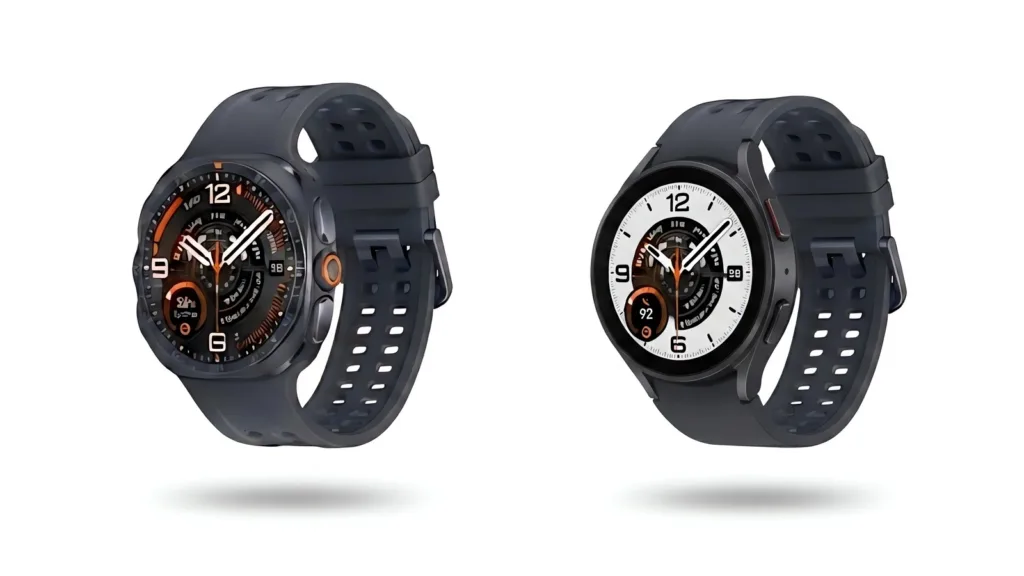 صورة توضيحية لساعتي Samsung Galaxy Watch 9 وGalaxy Watch Ultra 2 بتصميمهما المسرب قبل الإعلان الرسمي.
