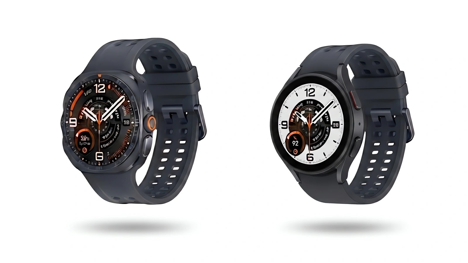 صورة توضيحية لساعتي Samsung Galaxy Watch 9 وGalaxy Watch Ultra 2 بتصميمهما المسرب قبل الإعلان الرسمي.