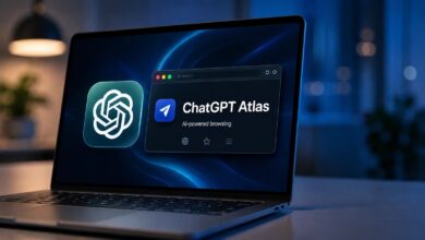 تقرير: OpenAI تستعد لإيقاف متصفح ChatGPT Atlas في أغسطس.. إليك ما سيحدث للمستخدمين 6 حاسوب محمول يعرض واجهة ChatGPT Atlas مع شعار OpenAI في صورة توضح تقريرًا عن إيقاف المتصفح والتركيز على تطبيق ChatGPT الموحد