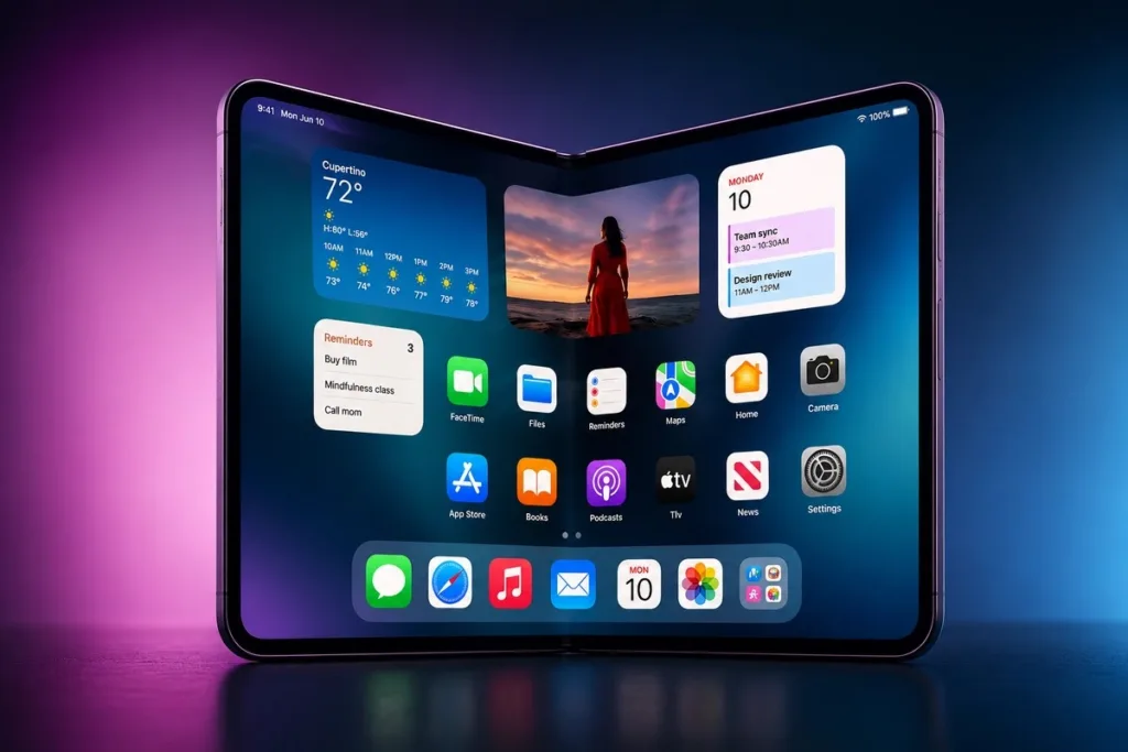 تصميم تخيلي لهاتف آيفون قابل للطي يعتمد على بطاريتين وفق إشارات ظهرت في أكواد iOS 27