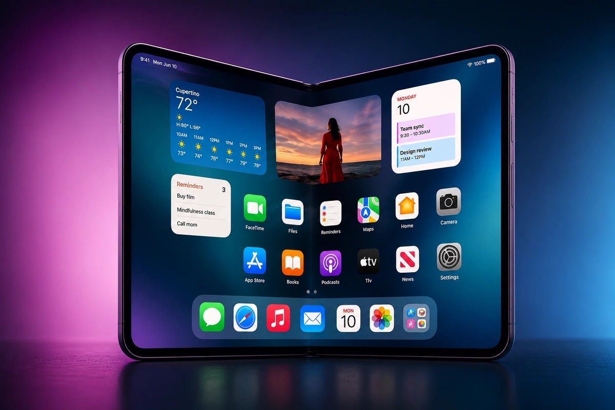 تصميم تخيلي لهاتف آيفون قابل للطي يعتمد على بطاريتين وفق إشارات ظهرت في أكواد iOS 27